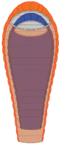 Illustration of overbag in use over a standard sized down sleeping bag