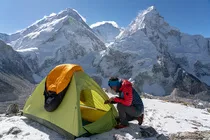 With Tenji Sherpa (Lhotse and Everest in the background)