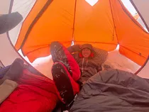 Omega Down Socks on Denali
